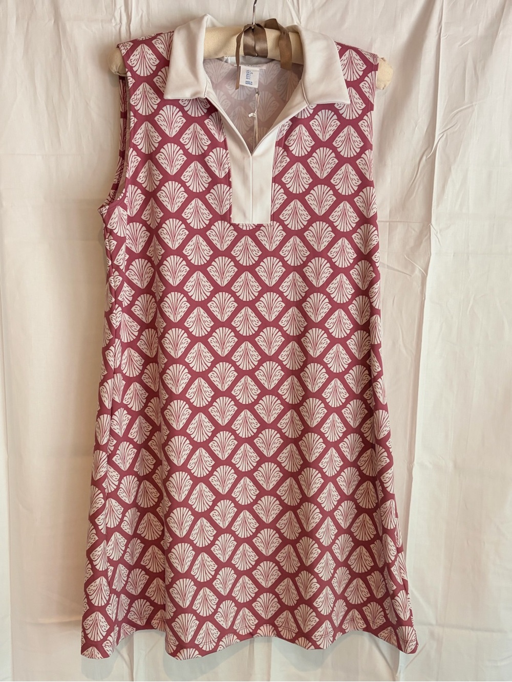 Sigrid Olsen Pink and Cream Sleeveless Patterned Midi Dress